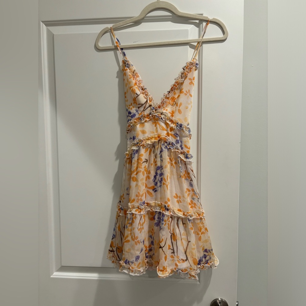 Hello Molly Floral Mini Dress with Cross Back Spaghetti Straps